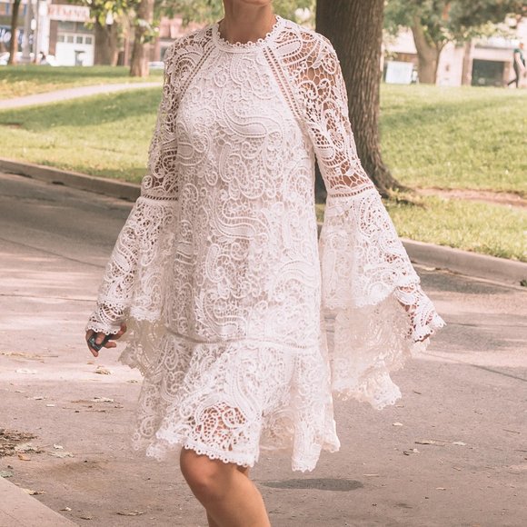 Boho White Lace Dress - Picture 1 of 9